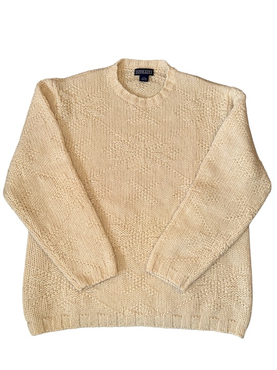 Lands' End Other - Vintage 80s Lands End Wool Fisherman Sweater Ivory Snowflake USA Large Chunky